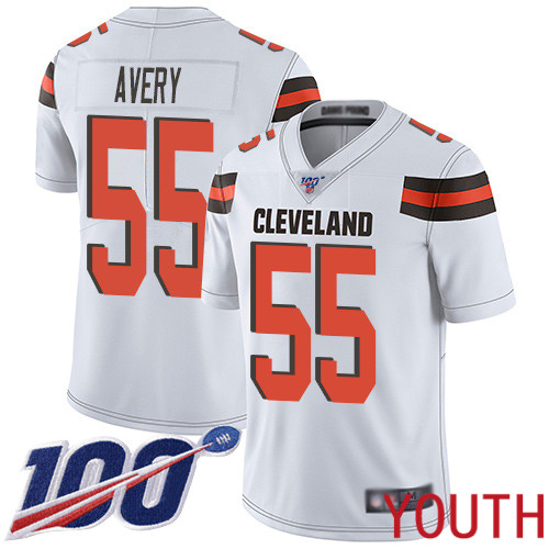 Cleveland Browns Genard Avery Youth White Limited Jersey #55 NFL Football Road 100th Season Vapor Untouchable